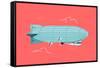 Cool Vector Flat Design Zeppelin Air Ship with Gondola Cabin and Ducted Fans. Airship Dirigible Air-Mascha Tace-Framed Stretched Canvas