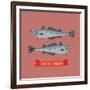 Cool Vector Pacific Hake Fish Illustration in Flat Design. Important Commercial Fish Design Element-Mascha Tace-Framed Art Print