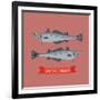 Cool Vector Pacific Hake Fish Illustration in Flat Design. Important Commercial Fish Design Element-Mascha Tace-Framed Art Print