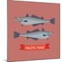 Cool Vector Pacific Hake Fish Illustration in Flat Design. Important Commercial Fish Design Element-Mascha Tace-Mounted Art Print
