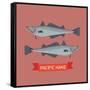 Cool Vector Pacific Hake Fish Illustration in Flat Design. Important Commercial Fish Design Element-Mascha Tace-Framed Stretched Canvas