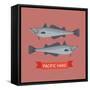 Cool Vector Pacific Hake Fish Illustration in Flat Design. Important Commercial Fish Design Element-Mascha Tace-Framed Stretched Canvas