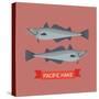 Cool Vector Pacific Hake Fish Illustration in Flat Design. Important Commercial Fish Design Element-Mascha Tace-Stretched Canvas