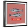 Cool Vector Pacific Hake Fish Illustration in Flat Design. Important Commercial Fish Design Element-Mascha Tace-Framed Art Print