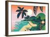 Cool Vector Summer Vacation Exotic Travel Destination Background. Paradise Palm Tree Island Sand Sh-Mascha Tace-Framed Art Print