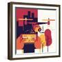 Cool Vector Trendy Flat Design Illustration on Application Controlled Drone Taking Photos of Surrou-Mascha Tace-Framed Art Print