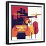 Cool Vector Trendy Flat Design Illustration on Application Controlled Drone Taking Photos of Surrou-Mascha Tace-Framed Art Print