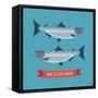 Cool Vector Wild Salmon Fish Icon in Flat Design. Seafood Decorative Design Element-Mascha Tace-Framed Stretched Canvas