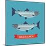 Cool Vector Wild Salmon Fish Icon in Flat Design. Seafood Decorative Design Element-Mascha Tace-Mounted Art Print