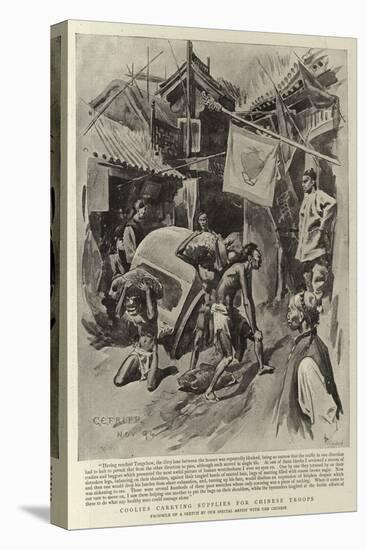 Coolies Carrying Supplies for Chinese Troops-Charles Edwin Fripp-Stretched Canvas