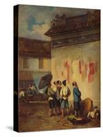 'Coolies Reading a Proclamation, Macao', c1840-George Chinnery-Stretched Canvas