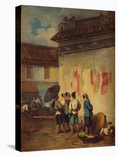 'Coolies Reading a Proclamation, Macao', c1840-George Chinnery-Stretched Canvas