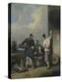 Coolies Round the Food Vendor's Stall, after 1825-George Chinnery-Stretched Canvas