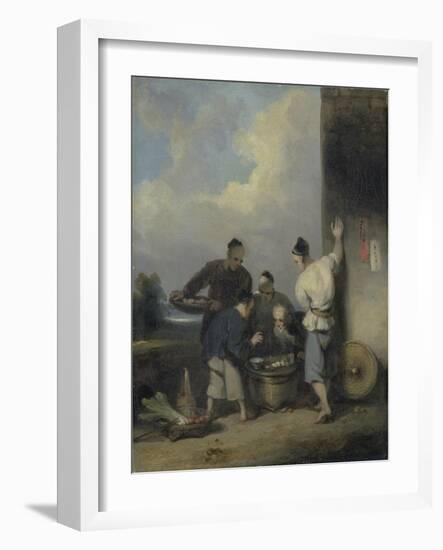 Coolies Round the Food Vendor's Stall, after 1825-George Chinnery-Framed Giclee Print