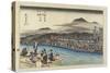 Cooling of the Evening at Shijo Riverbank, C. 1834-Utagawa Hiroshige-Stretched Canvas