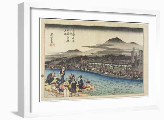 Cooling of the Evening at Shijo Riverbank, C. 1834-Utagawa Hiroshige-Framed Giclee Print