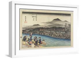 Cooling of the Evening at Shijo Riverbank, C. 1834-Utagawa Hiroshige-Framed Giclee Print