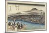 Cooling of the Evening at Shijo Riverbank, C. 1834-Utagawa Hiroshige-Mounted Giclee Print