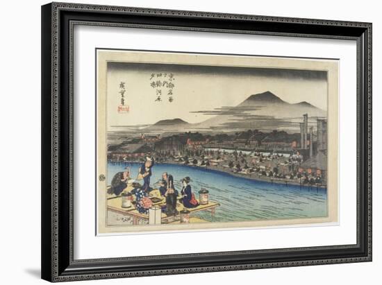 Cooling of the Evening at Shijo Riverbank, C. 1834-Utagawa Hiroshige-Framed Giclee Print