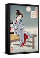 Cooling Off at Shijo, One Hundred Aspects of the Moon-Yoshitoshi Tsukioka-Framed Stretched Canvas