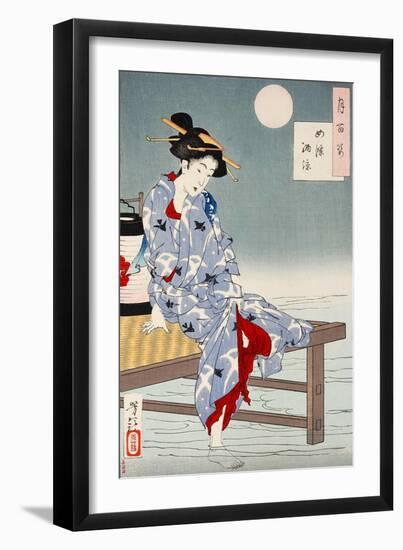 Cooling Off at Shijo, One Hundred Aspects of the Moon-Yoshitoshi Tsukioka-Framed Giclee Print