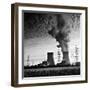 Cooling Towers of a Nuclear Power Plant Creating Dark Clouds Monochrome Film Grain-kikkerdirk-Framed Photographic Print