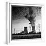 Cooling Towers of a Nuclear Power Plant Creating Dark Clouds Monochrome Film Grain-kikkerdirk-Framed Photographic Print