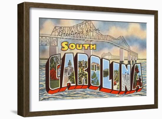 Cooper River Bridge, Greetings from South Carolina-null-Framed Art Print