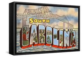 Cooper River Bridge, Greetings from South Carolina-null-Framed Stretched Canvas