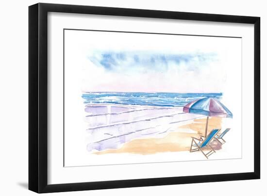 Coopers Beach Southampton NY Hamptons Style Scene-M. Bleichner-Framed Art Print