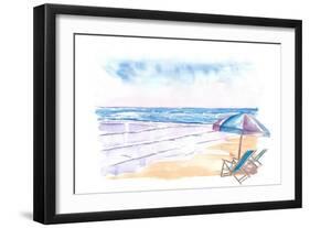 Coopers Beach Southampton NY Hamptons Style Scene-M. Bleichner-Framed Art Print