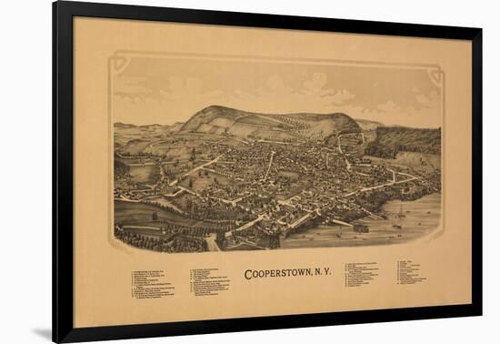 Cooperstown, New York - Panoramic Map-Lantern Press-Framed Art Print