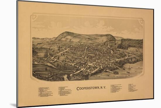 Cooperstown, New York - Panoramic Map-Lantern Press-Mounted Art Print