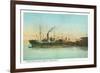 Coos Bay, Oregon - Ships Loading Lumber Scene-Lantern Press-Framed Premium Giclee Print