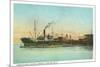 Coos Bay, Oregon - Ships Loading Lumber Scene-Lantern Press-Mounted Premium Giclee Print