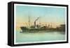 Coos Bay, Oregon - Ships Loading Lumber Scene-Lantern Press-Framed Stretched Canvas