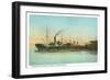 Coos Bay, Oregon - Ships Loading Lumber Scene-Lantern Press-Framed Art Print