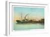 Coos Bay, Oregon - Ships Loading Lumber Scene-Lantern Press-Framed Art Print