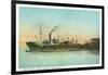 Coos Bay, Oregon - Ships Loading Lumber Scene-Lantern Press-Framed Art Print