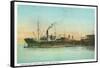 Coos Bay, Oregon - Ships Loading Lumber Scene-Lantern Press-Framed Stretched Canvas