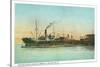 Coos Bay, Oregon - Ships Loading Lumber Scene-Lantern Press-Stretched Canvas