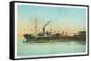 Coos Bay, Oregon - Ships Loading Lumber Scene-Lantern Press-Framed Stretched Canvas