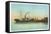 Coos Bay, Oregon - Ships Loading Lumber Scene-Lantern Press-Framed Stretched Canvas