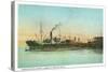 Coos Bay, Oregon - Ships Loading Lumber Scene-Lantern Press-Stretched Canvas