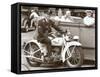 Cop on Motorcycle in Parade-null-Framed Stretched Canvas