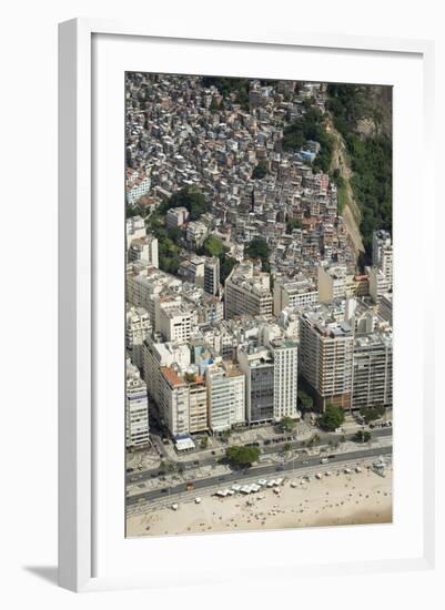 Copacabana Beach, Neighbourhood and the Morro Da Humaita Favela Behind, Rio De Janeiro, Brazil-Alex Robinson-Framed Photographic Print