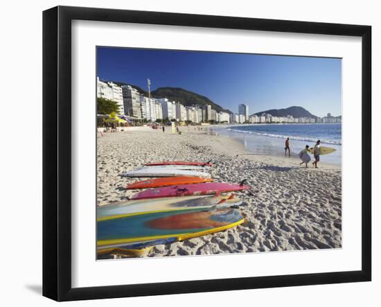 Copacabana Beach, Rio De Janeiro, Brazil-Ian Trower-Framed Photographic Print