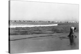 Copalis Beach, Washington - People Digging for Razor Clams-Lantern Press-Stretched Canvas