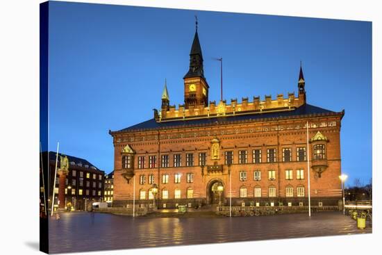 Copenhagen City Hall Illuminated at Dusk, Copenhagen, Denmark, Scandinavia, Europe-Chris Hepburn-Stretched Canvas