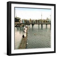 Copenhagen (Denmark), the Free Port, Swimmer's Competition-Leon, Levy et Fils-Framed Photographic Print